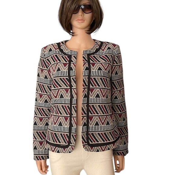 Tahari Jackets & Blazers - Tahari woven texture open Aztec design multicolored blazer